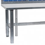 Workbench 1500x800, metal top 2,0 mm with shelf, perfo panel 1500x600, 10 bins