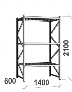 Maxi starter bay 2100x1400x600 600kg/level,3 levels with steel decks