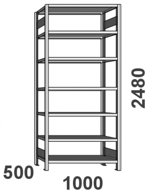 Starter bay 2480x1000x500, 7 shelves, ZN Kasten used