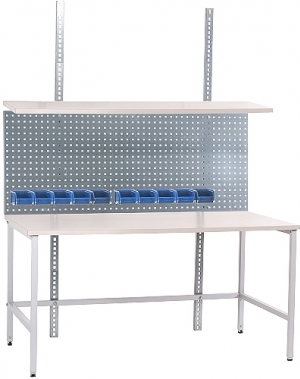 Worktable set 2000x800 with Shelf, Perfo panel and 10 bins, Tabletop HPL