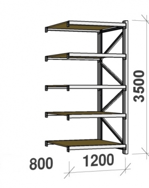 Extension bay 3500x1200x800 600kg/level,5 levels with chipboard MAXI