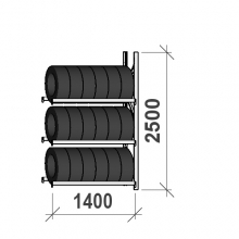 Rengashylly jatko-osa 2500x1400x500, 3 tasoa, 600kg/taso