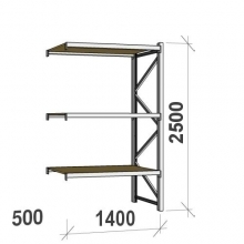 Extension Bay 2500x1400x500 600kg/level, 3 levels with chipboard
