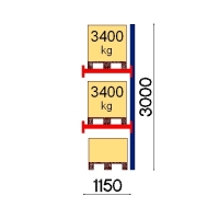 Kuormalavahylly jatko-osa 3000x1150 3400kg/lava,3 FIN lavapaikkaa