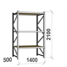 Metallihylly perusosa 2100x1400x500, 600kg/taso, 3 tasoa lastulevyllä käytetty