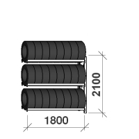 Rengashylly jatko-osa 2100x1800x500, 3 tasoa, 480kg/taso