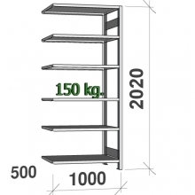 Varastohylly jatko-osa 2020x1000x500 150kg/hyllytaso,6 tasoa ZN Kasten, käytetty
