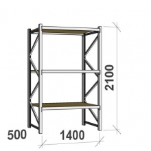 Metallihylly perusosa 2100x1400x500 600kg/hyllytaso,3 tasoa lastulevytasoilla
