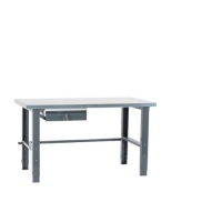 Työpiste 1500x800  terästasolla, polttomaalatut jalat RAL7012, pöytälaatikko