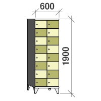 Lokerokaappi 16:lla ovella 1900x600x545