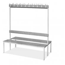 Double bench 1700x600x770 6 hook rail