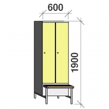 Vaatekaappi 2:lla ovella 1900x600x830 jalustapenkillä