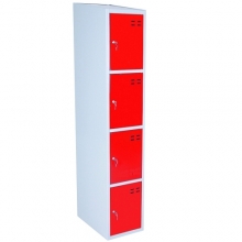Lokerokaappi 4:lla ovella 1920x350x550  punainen/harmaa